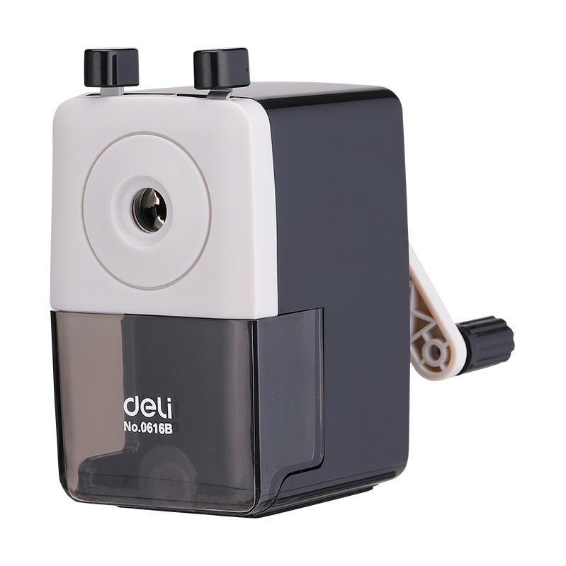 E0616B Rotary Pencil Sharpener Black Grey Deli